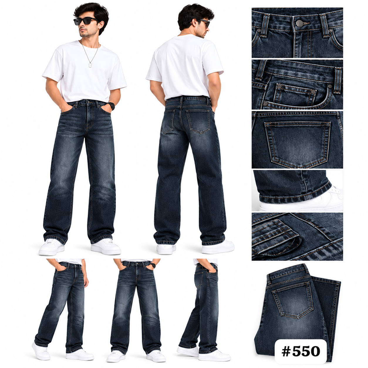 Men’s Dark Wash Straight Fit Denim Jeans