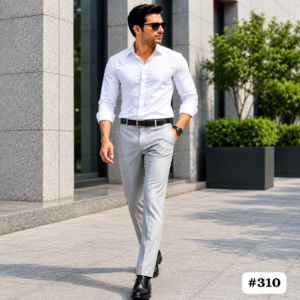 Men's Light Grey Formal Trousers
