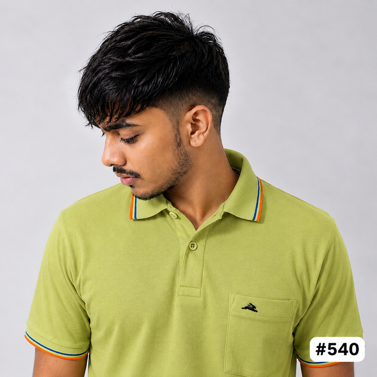 Men’s Olive Green Contrast Trim Polo T-Shirt