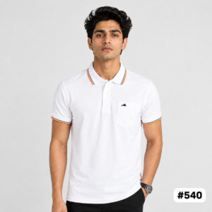 Men's White Contrast Trim Polo T-Shirt