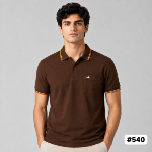 Men's Chocolate Brown Contrast Trim Polo T-Shirt