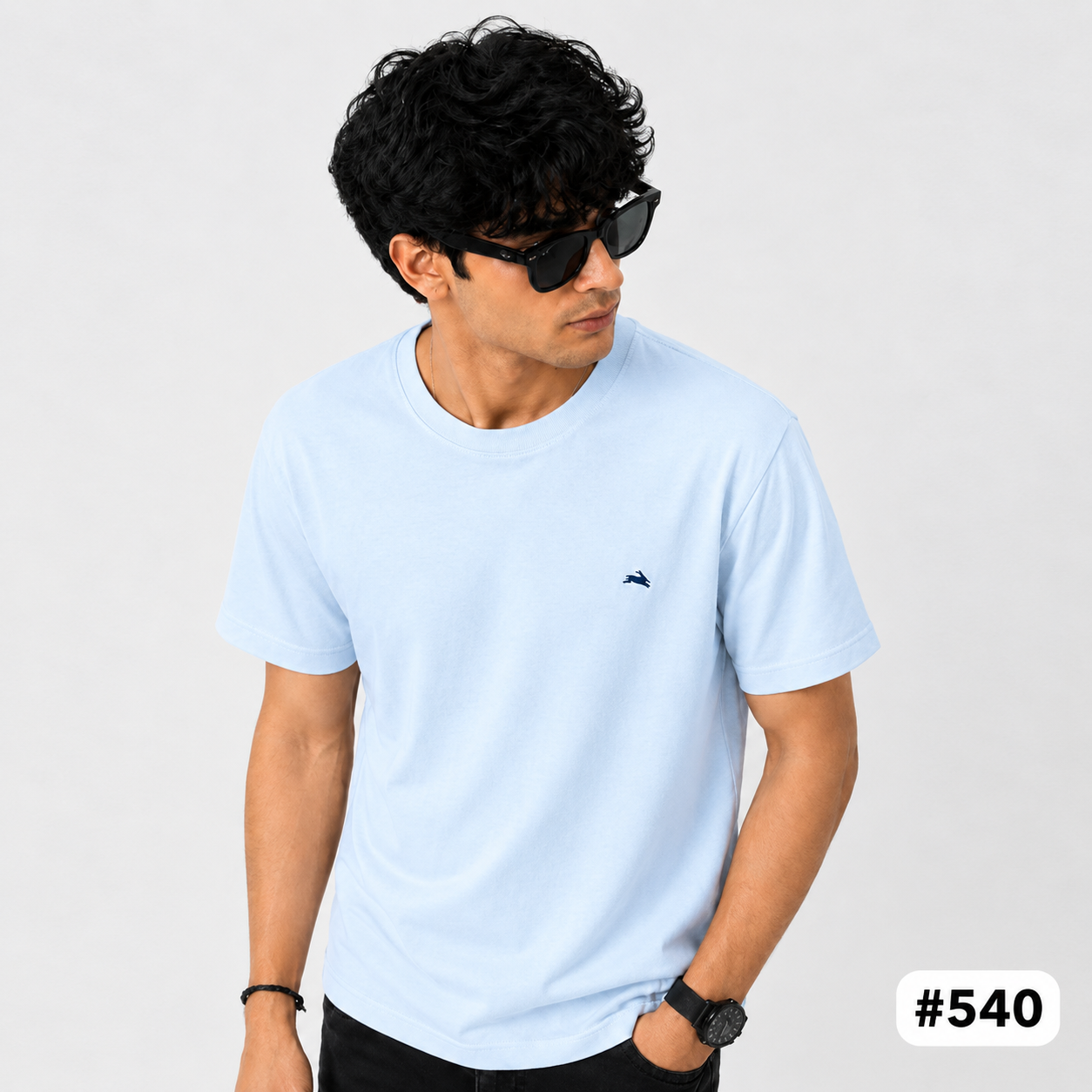 Men’s Light Blue Classic Crew Neck T-Shirt